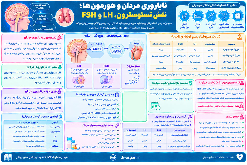 ناباروری مردان و هورمون ها؛ نقش تستوسترون، LH و FSH